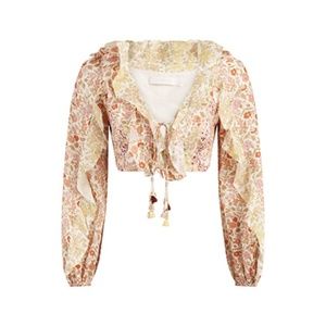Zimmermann Orange Floral Linen Top